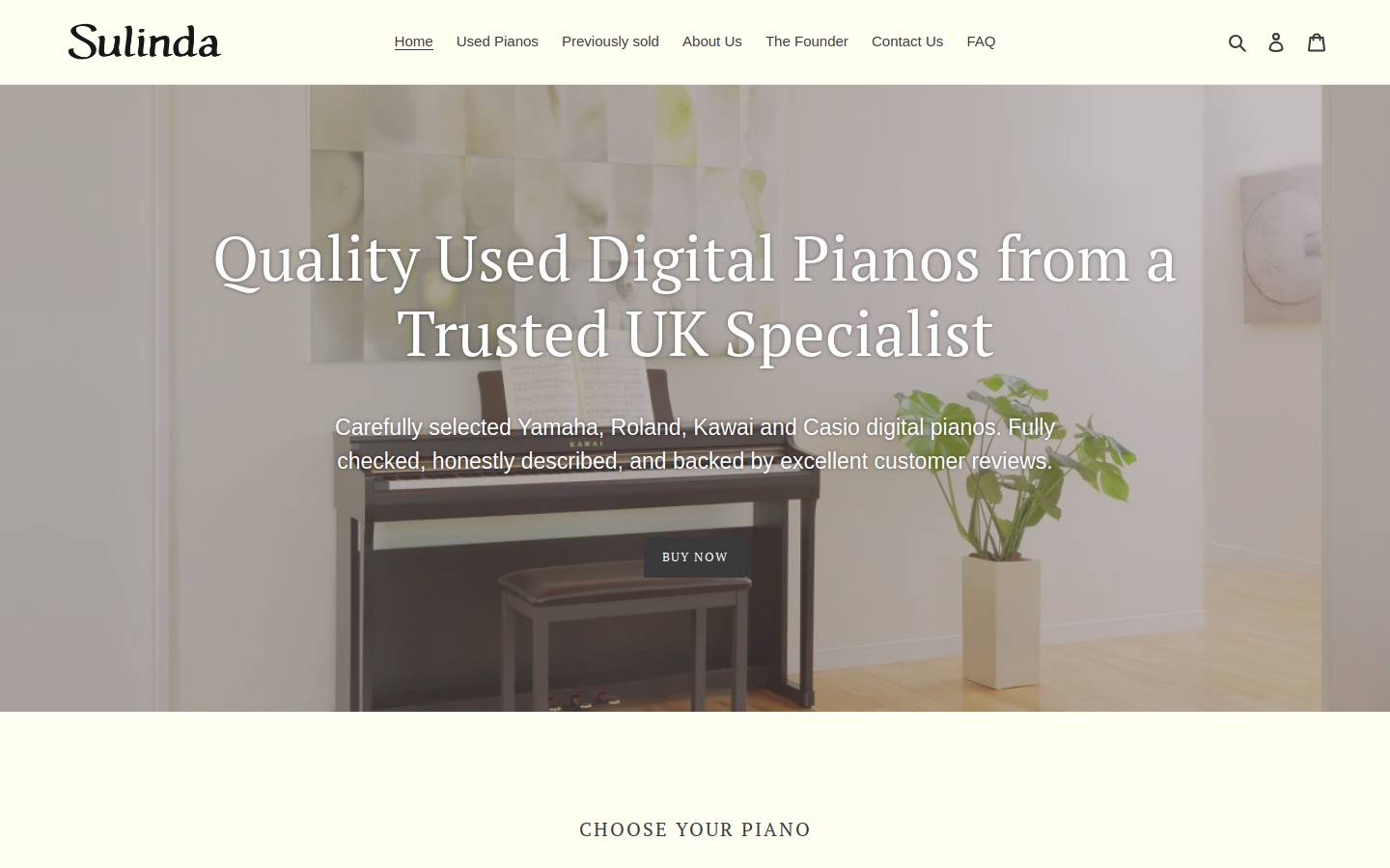 Sulinda music homepage screenshot