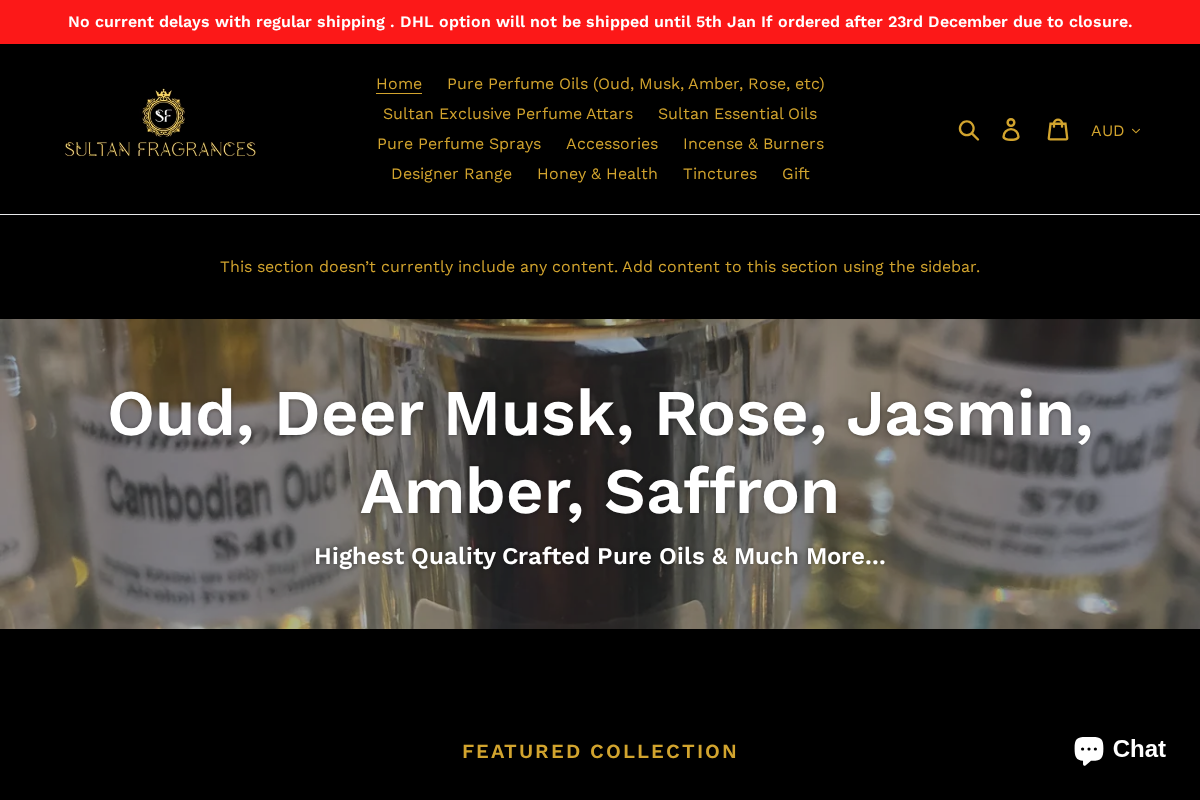 sultanfragrances.com homepage screenshot