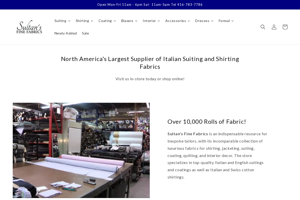 Sultan's Fine Fabrics homepage screenshot