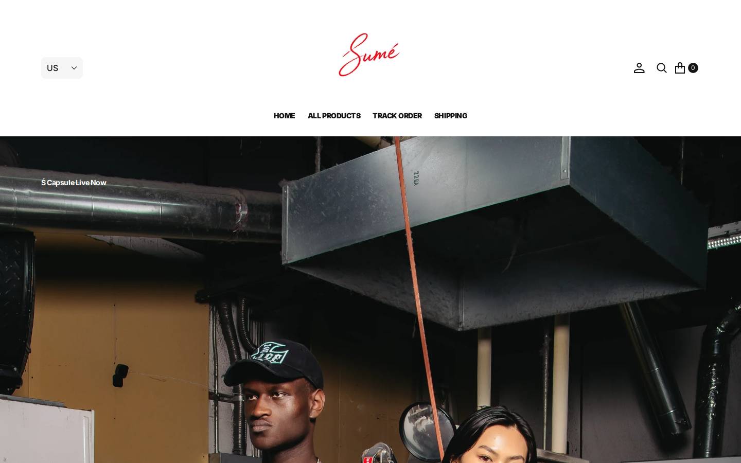 sumeapparel.com homepage screenshot