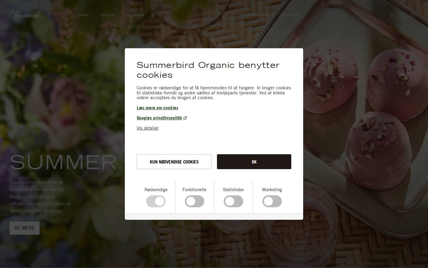 Summerbird Organic homepage screenshot
