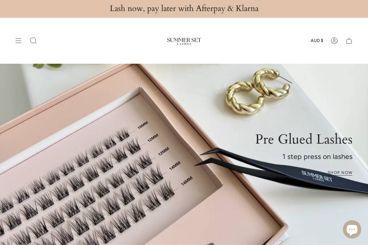 summersetlashes.com homepage screenshot