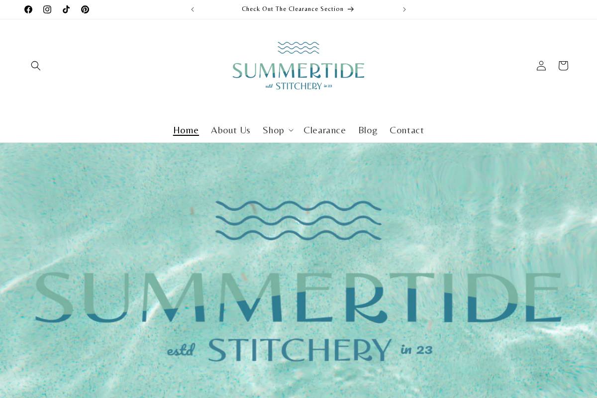 Summertide Stitchery homepage screenshot