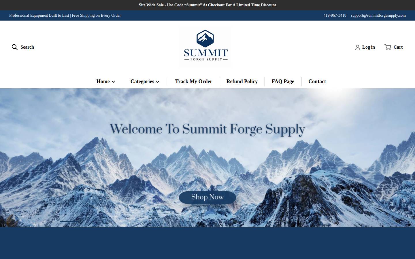 Summitforgesupply homepage screenshot