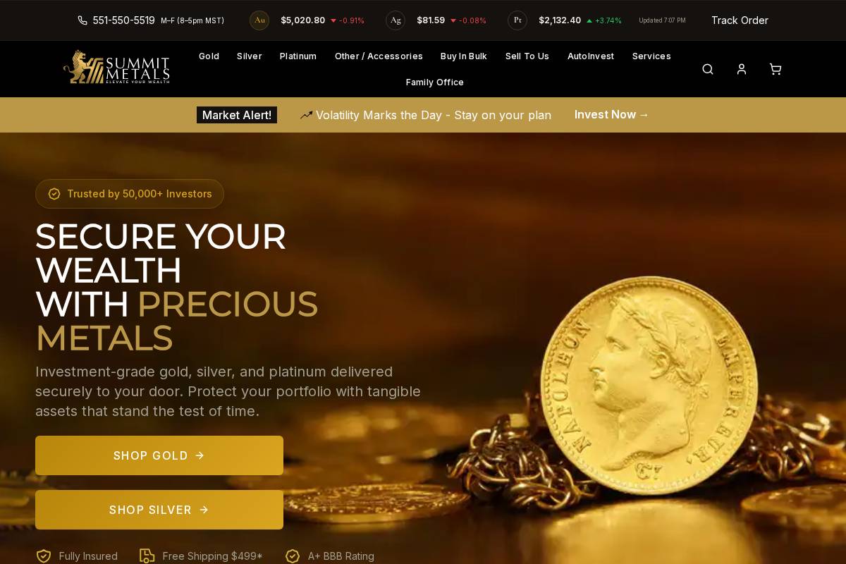 Summitmetals homepage screenshot