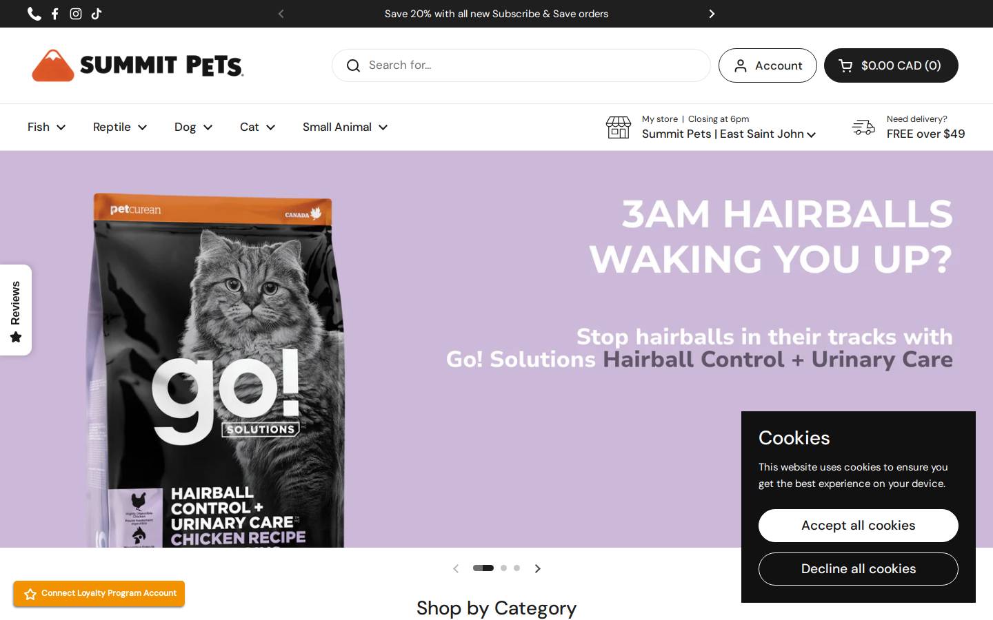 summitpets.ca homepage screenshot