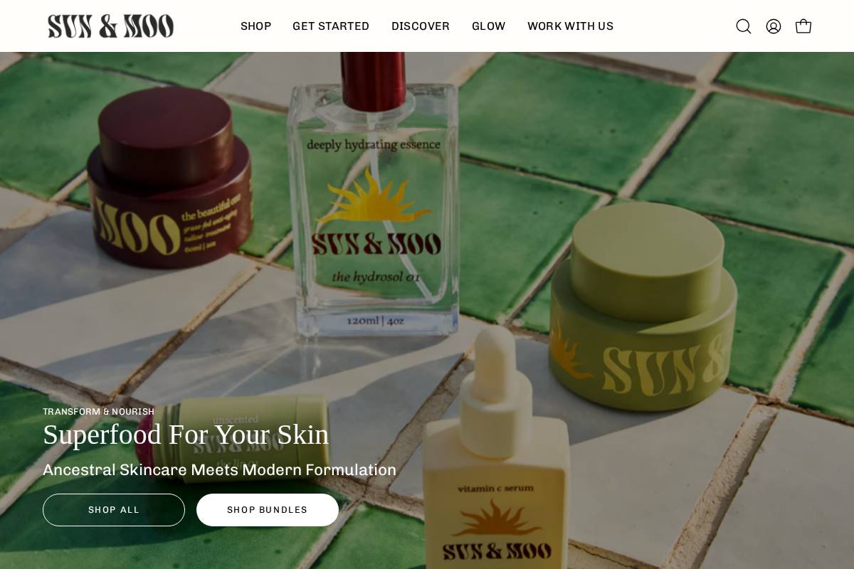 sunandmoo.com homepage screenshot
