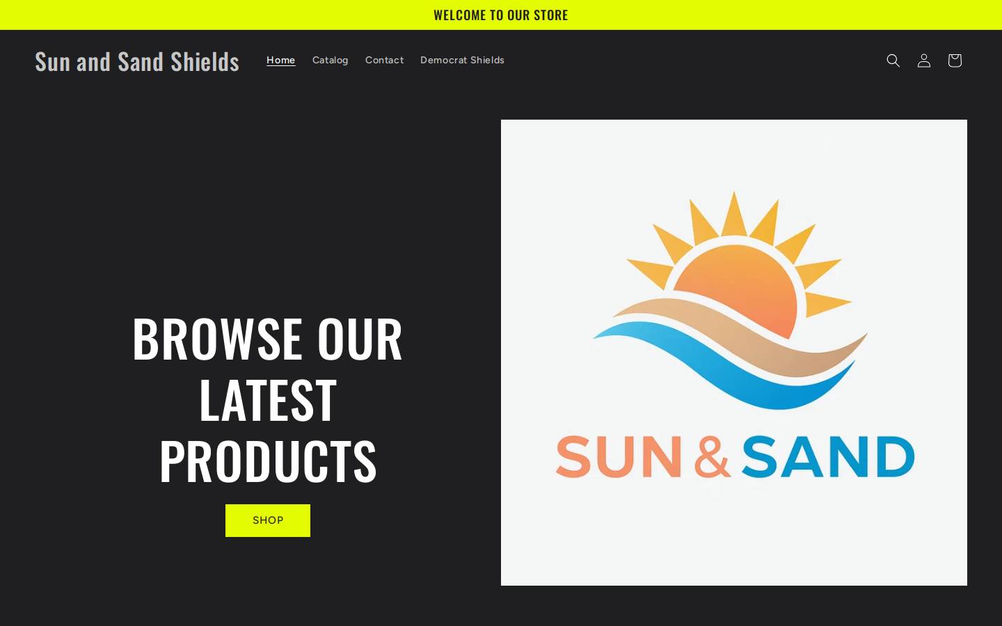 sunandsandshields.com homepage screenshot