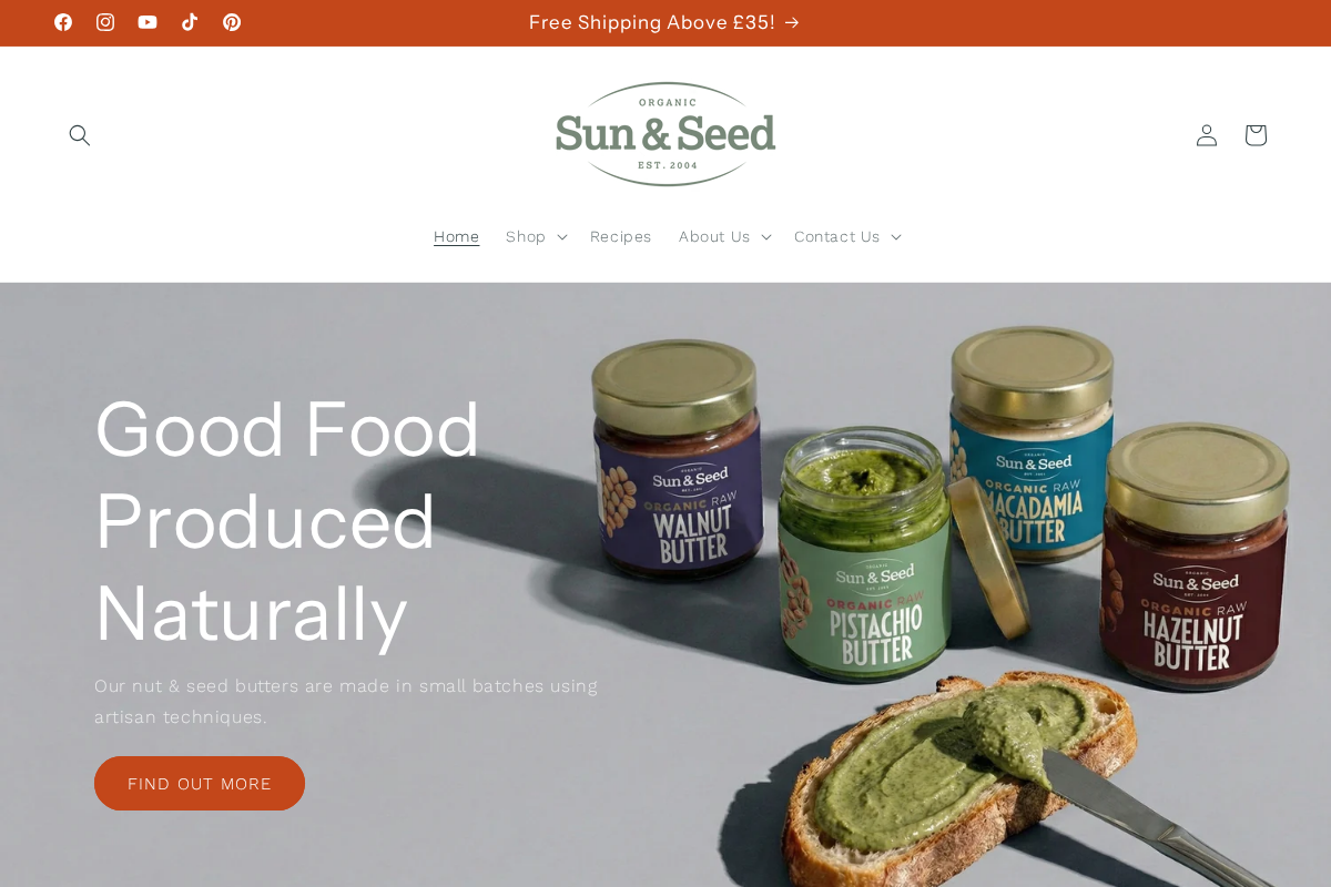 Sun & Seed homepage screenshot