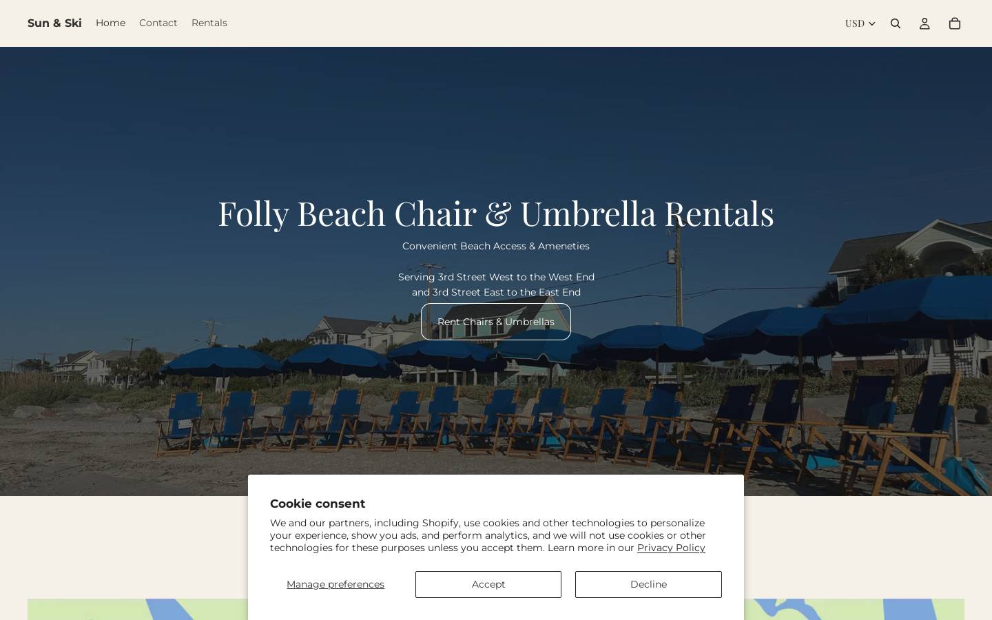 sunandskifollybeach.com homepage screenshot