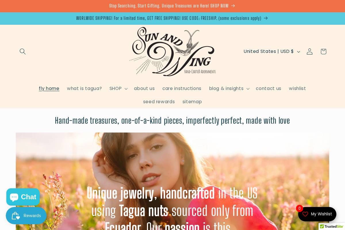 sunandwing.com homepage screenshot