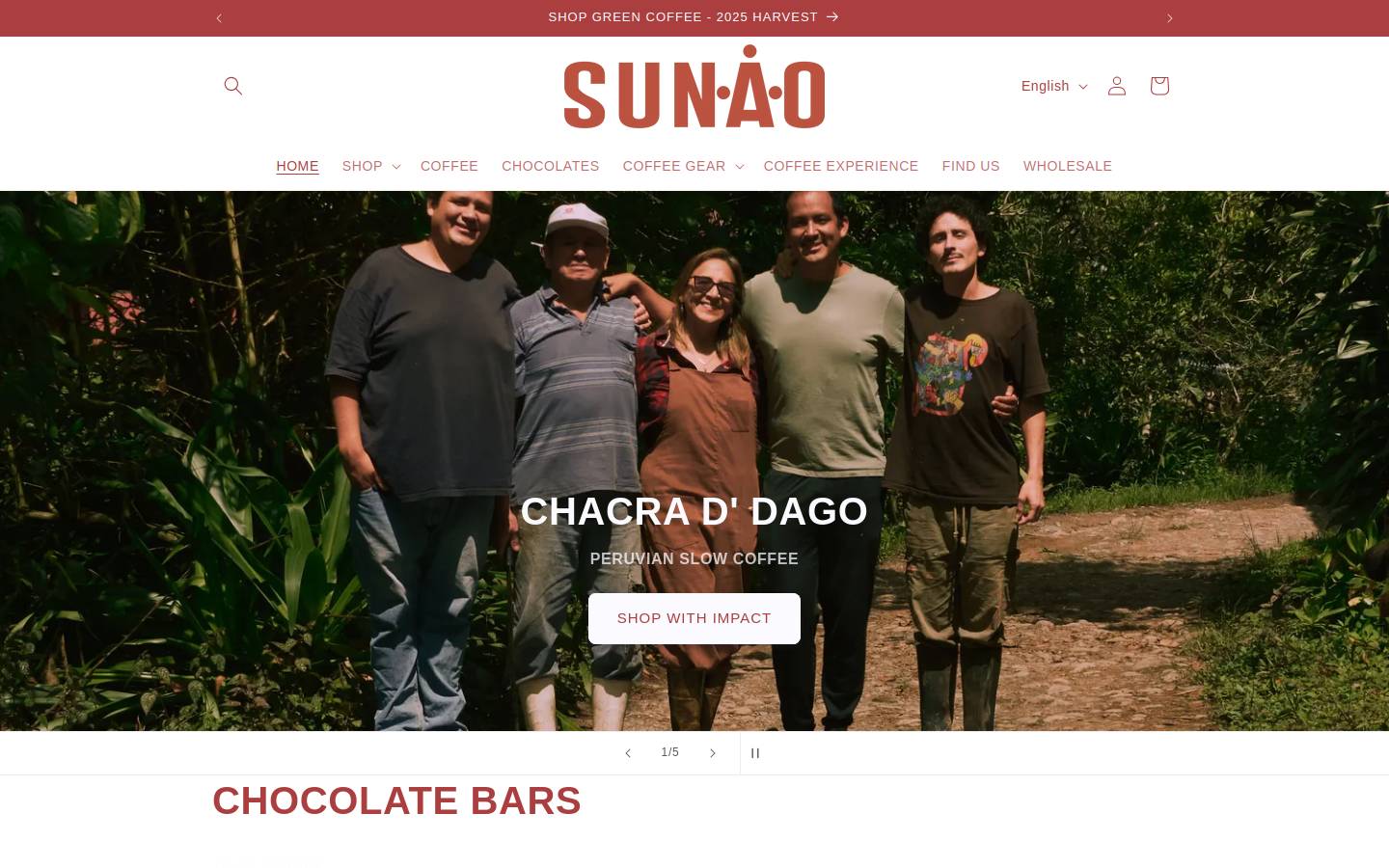 sunaocoffee.com homepage screenshot