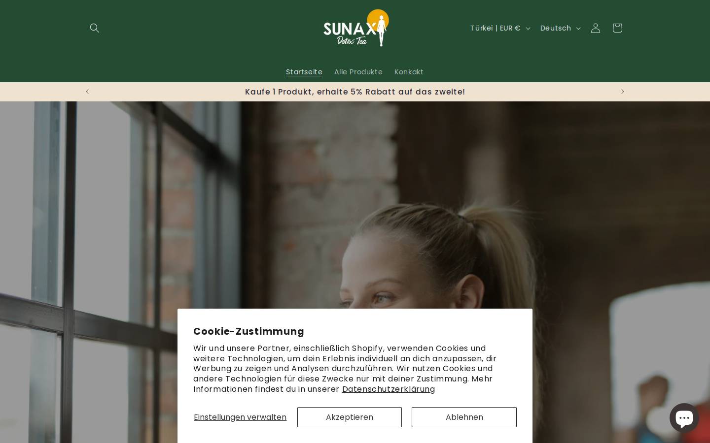 Sunax Detox Tea homepage screenshot