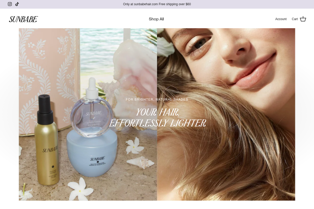 sunbabehair.com homepage screenshot