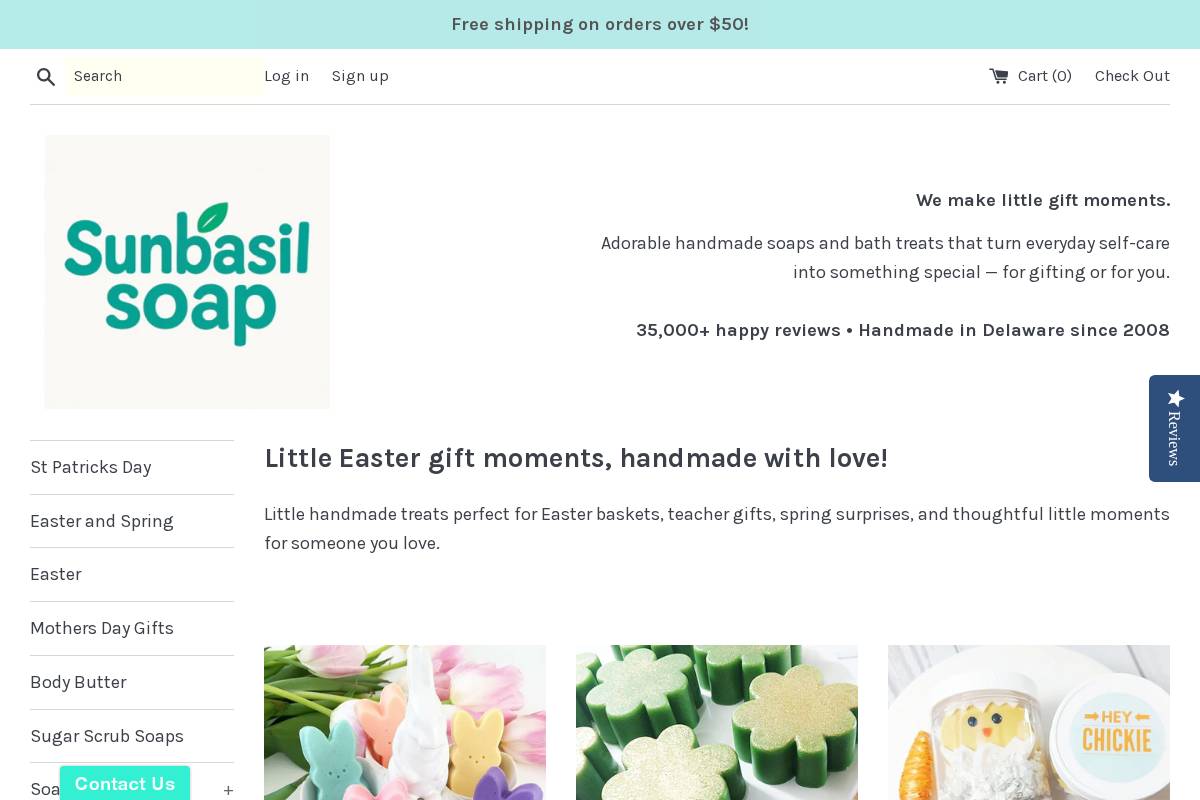 sunbasilsoap.com homepage screenshot