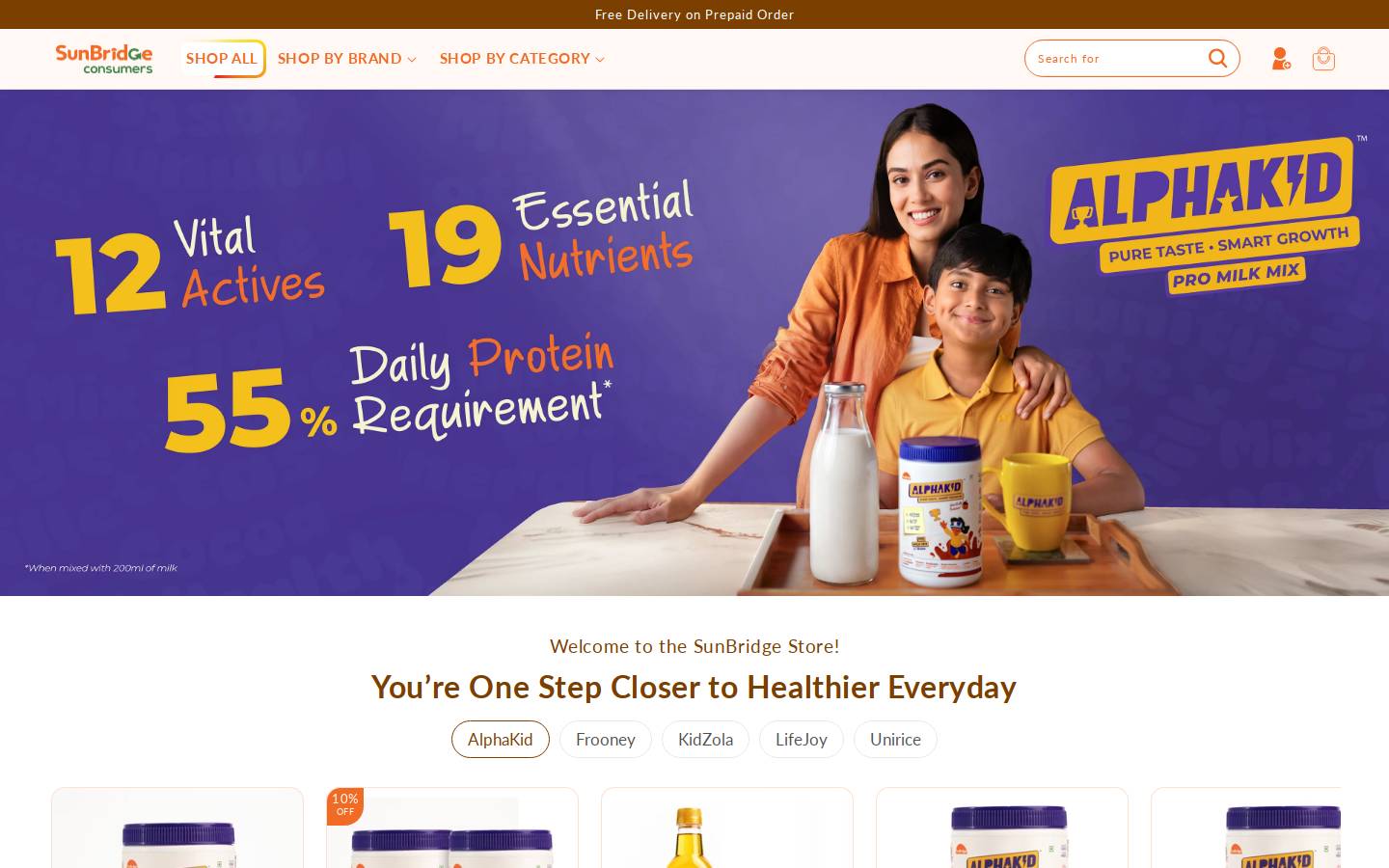 sunbridgestore.com homepage screenshot