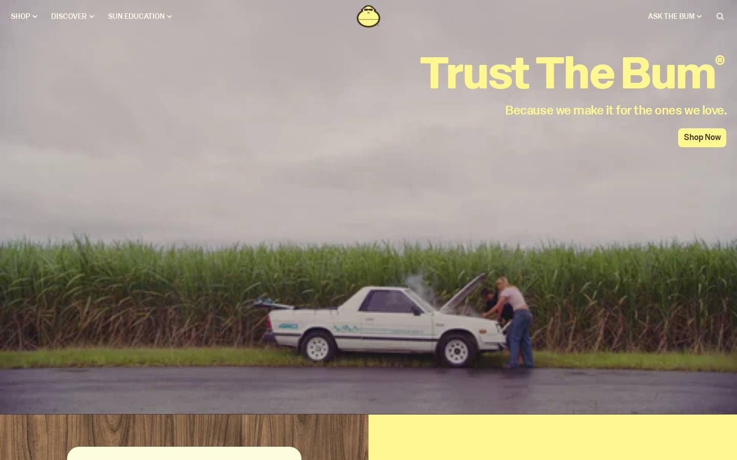 Sunbum homepage screenshot