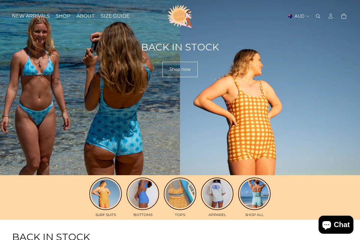 sunchaserclothing.com homepage screenshot