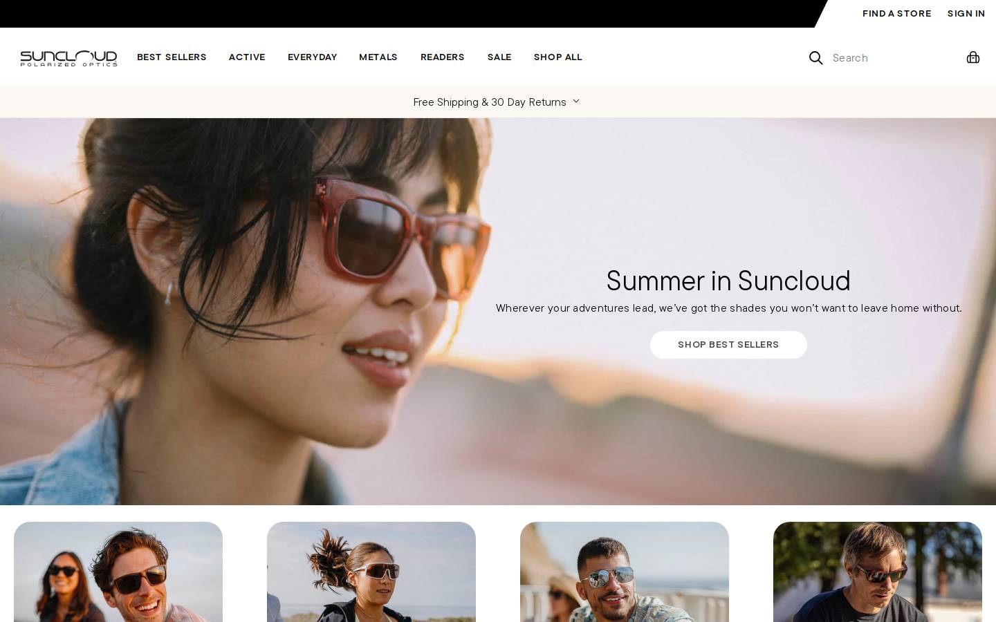suncloudoptics.com homepage screenshot