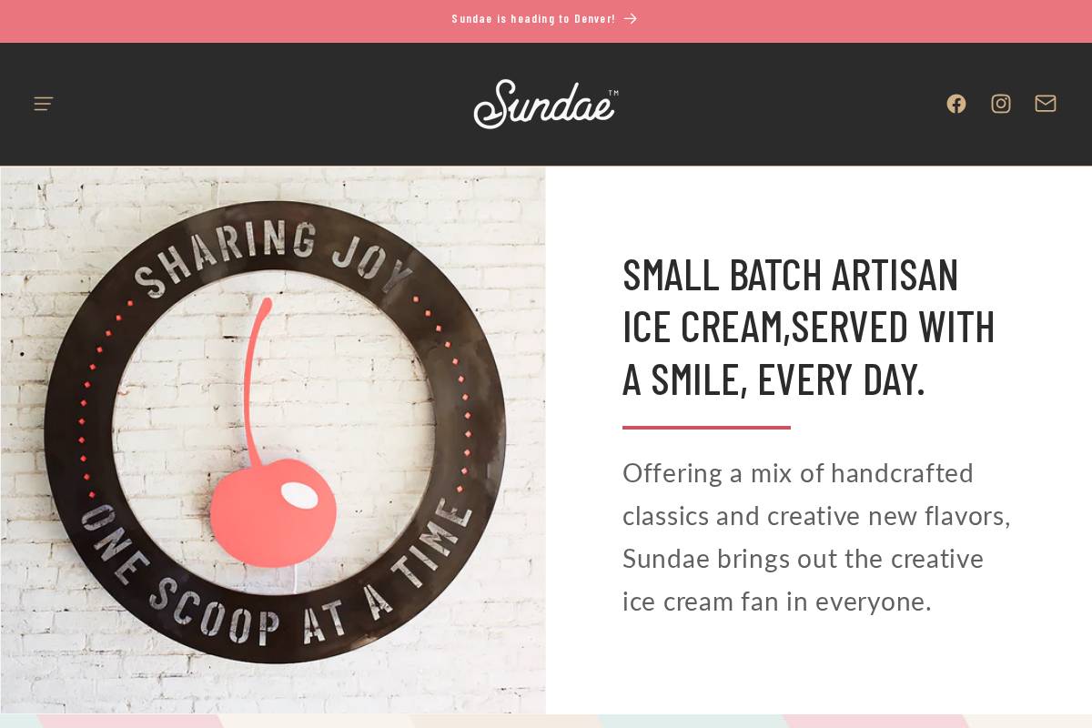 sundaeicecream.com homepage screenshot