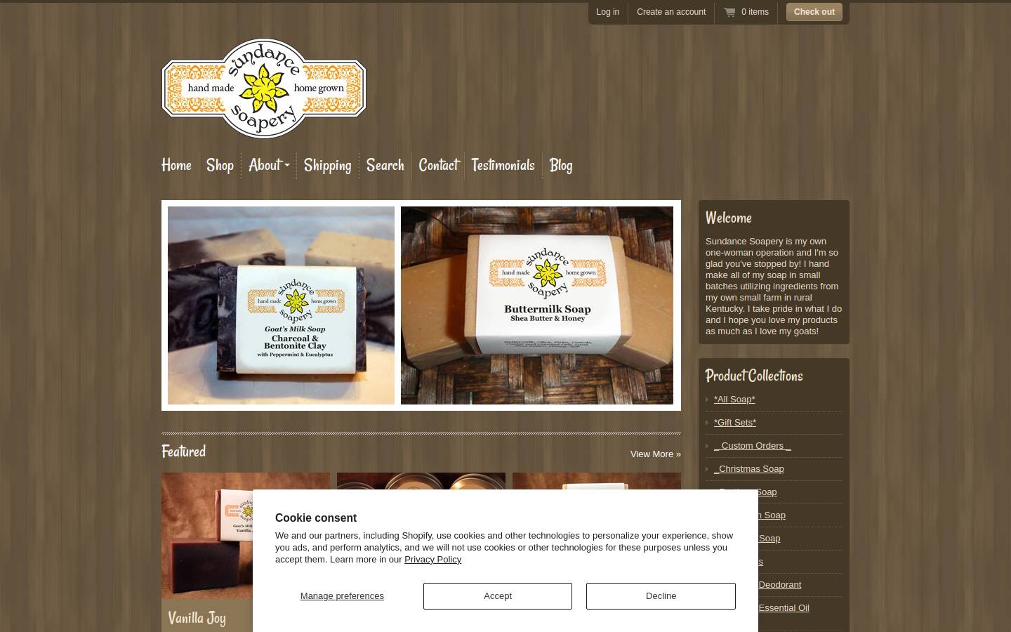 sundancesoapery.com homepage screenshot