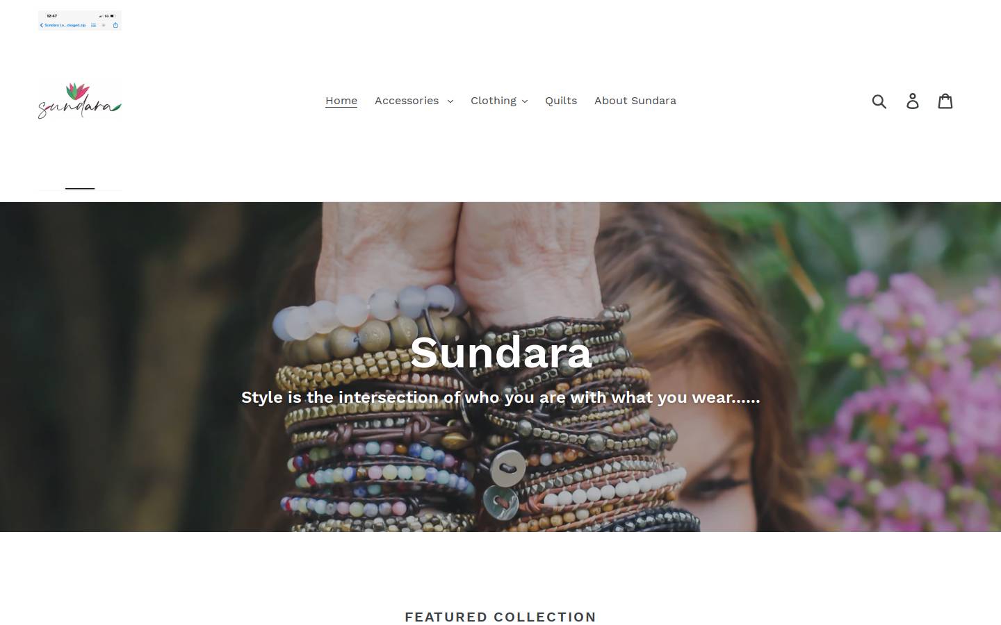 sundarastyle.com homepage screenshot