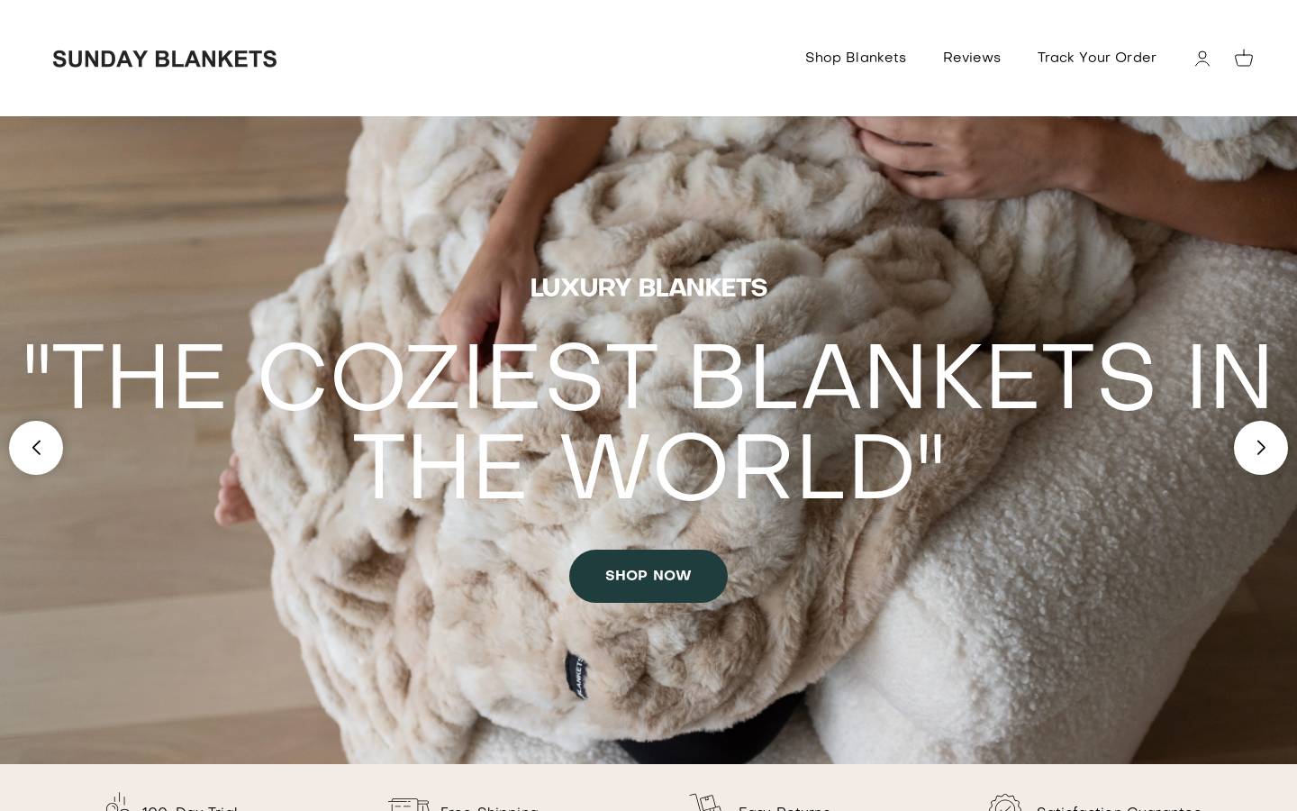 sundayblankets.com homepage screenshot