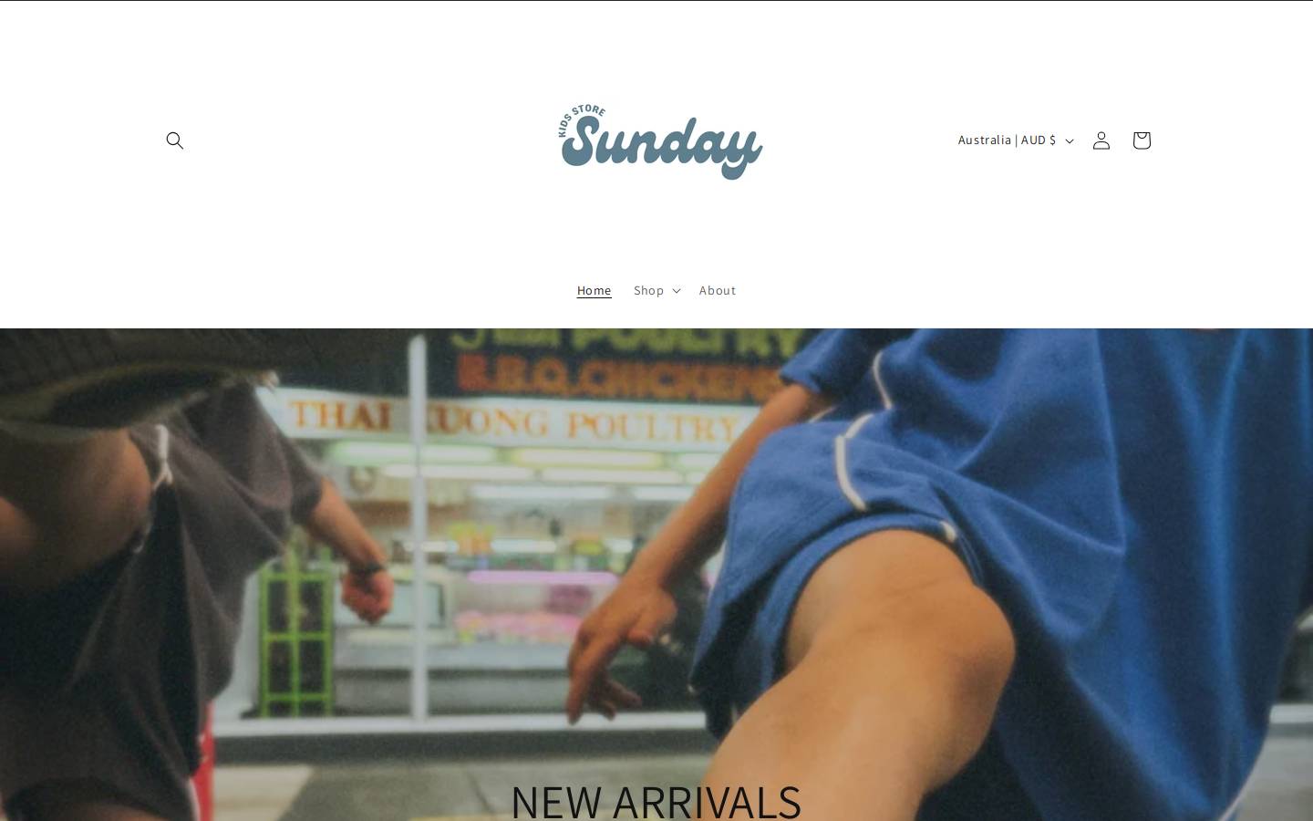 sundaykidsstore.com.au homepage screenshot