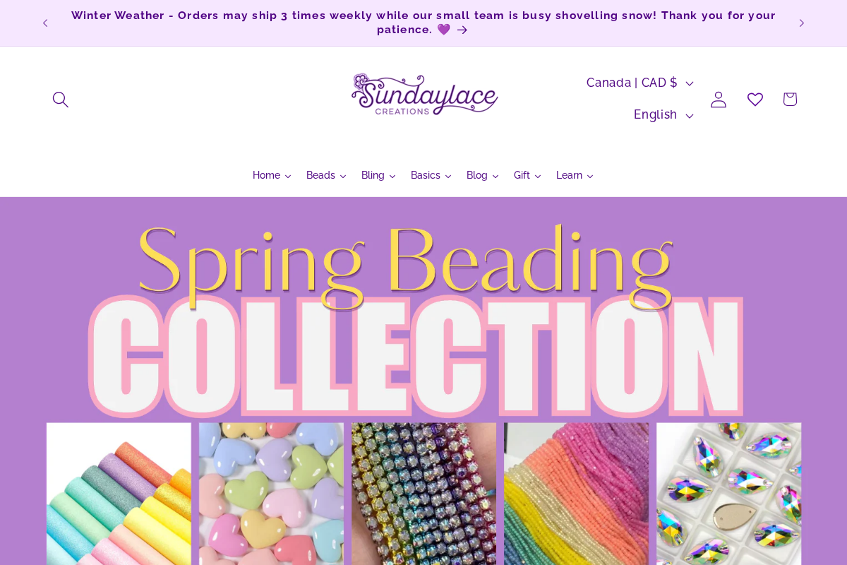 Sundaylace Creations & Bling homepage screenshot