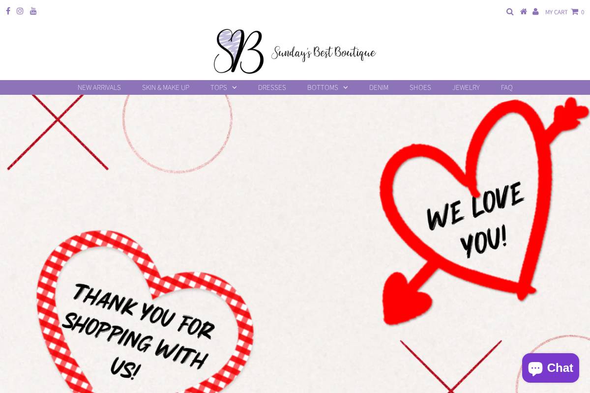 sundaysbestboutique.com homepage screenshot