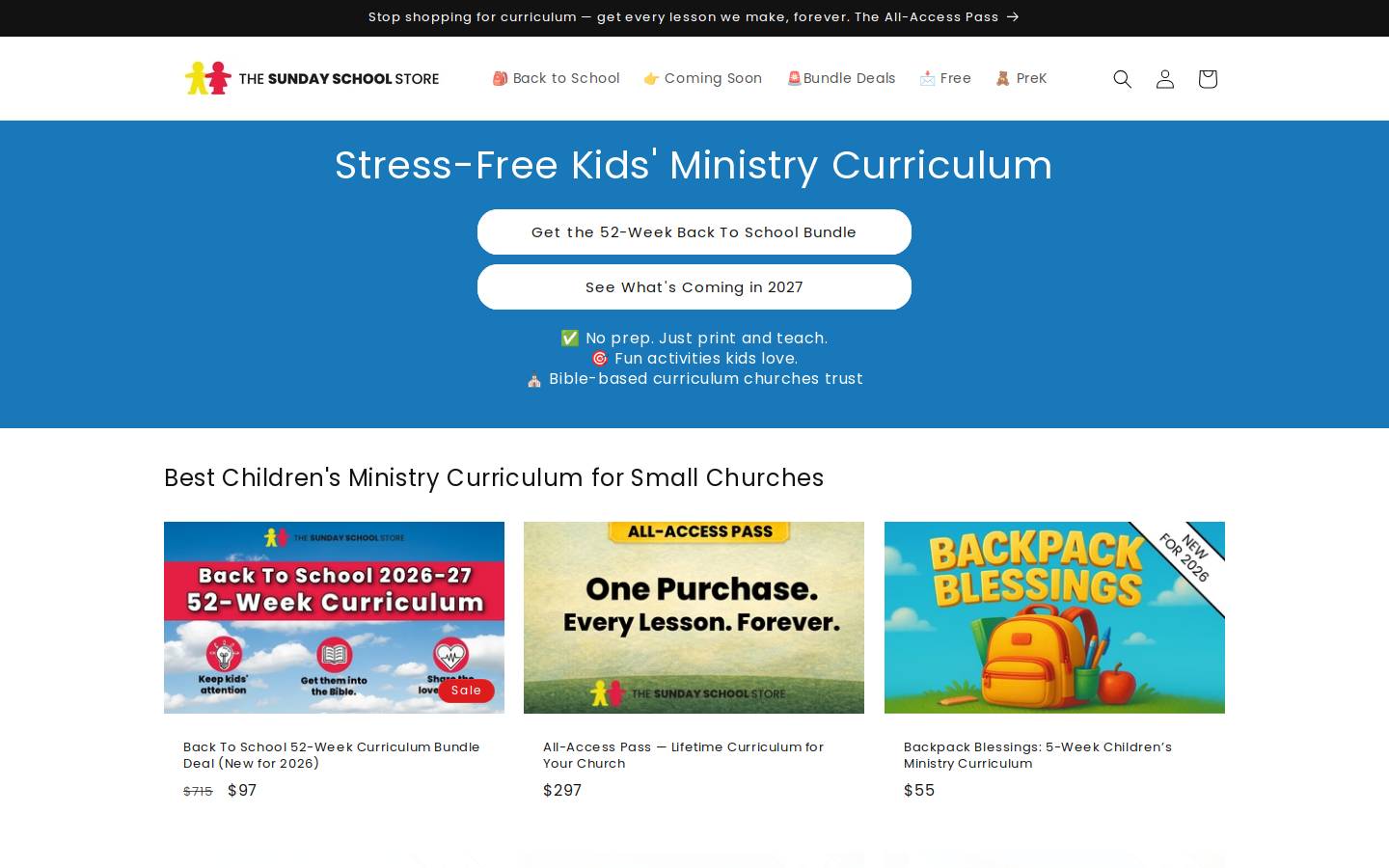 sundayschool.store homepage screenshot