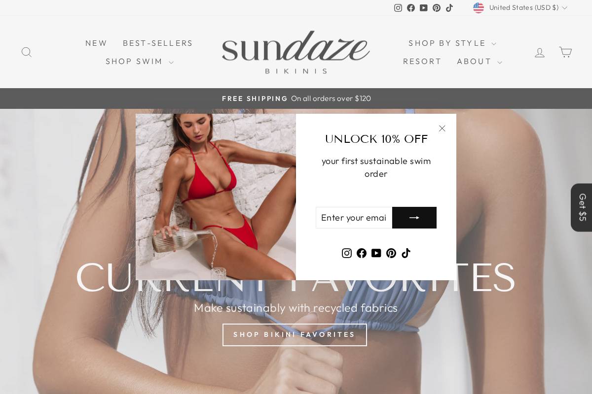 sundazebikinis.com homepage screenshot