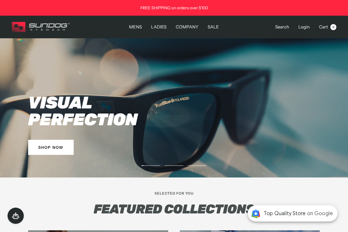 Sundog Eyewear homepage screenshot