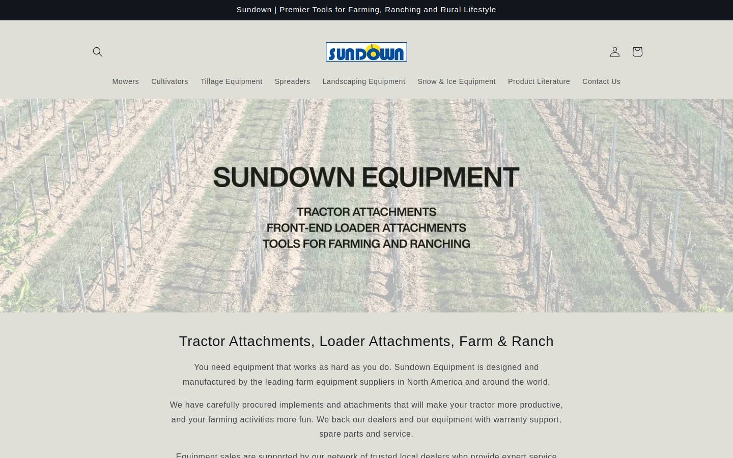 sundownequip.com homepage screenshot