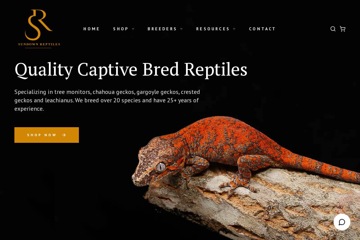 sundownreptiles.com homepage screenshot