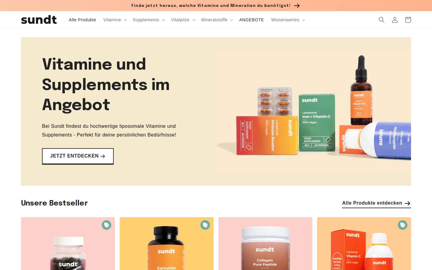 sundt.de homepage screenshot