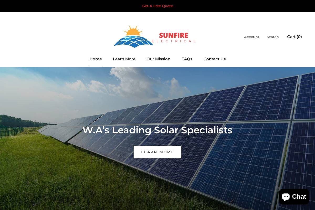 sunfirelectrical.com homepage screenshot