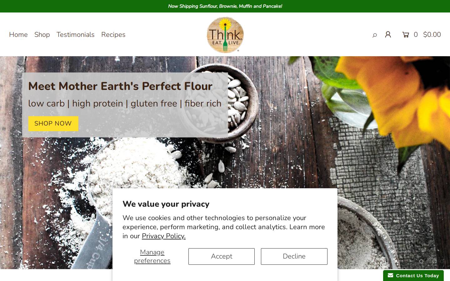 sunflour.io homepage screenshot