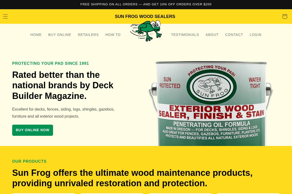 sunfrogproducts.com homepage screenshot