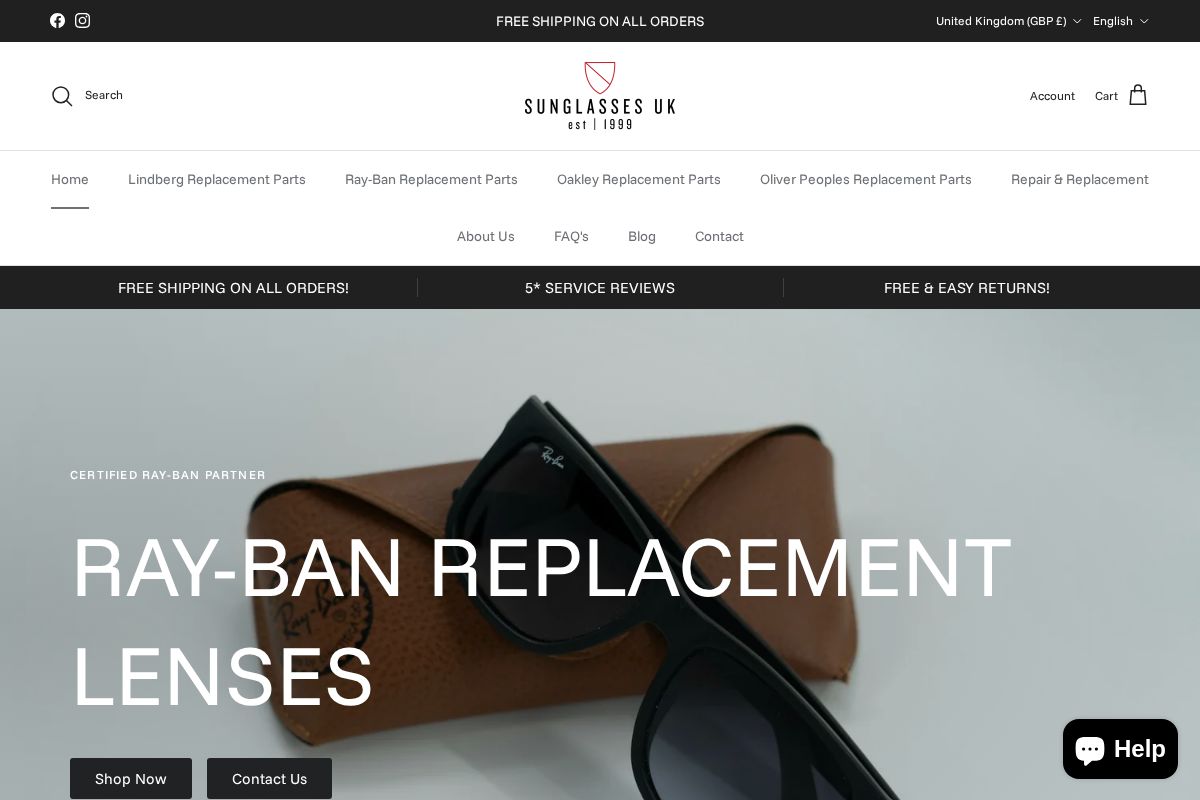 Sunglasses UK homepage screenshot