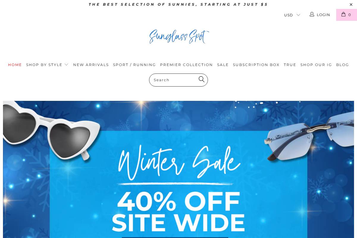 Sunglassspot homepage screenshot