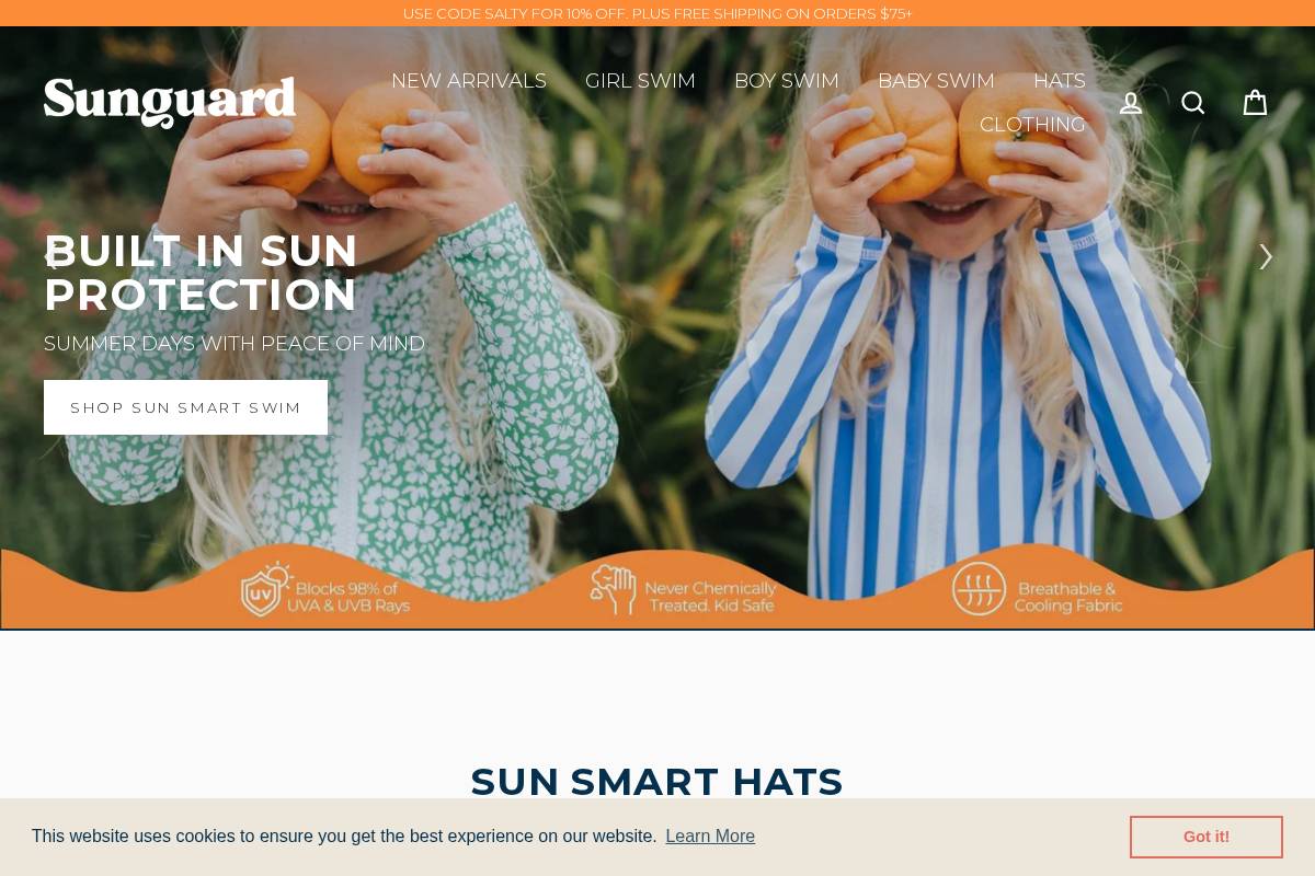 sunguardswim.com homepage screenshot