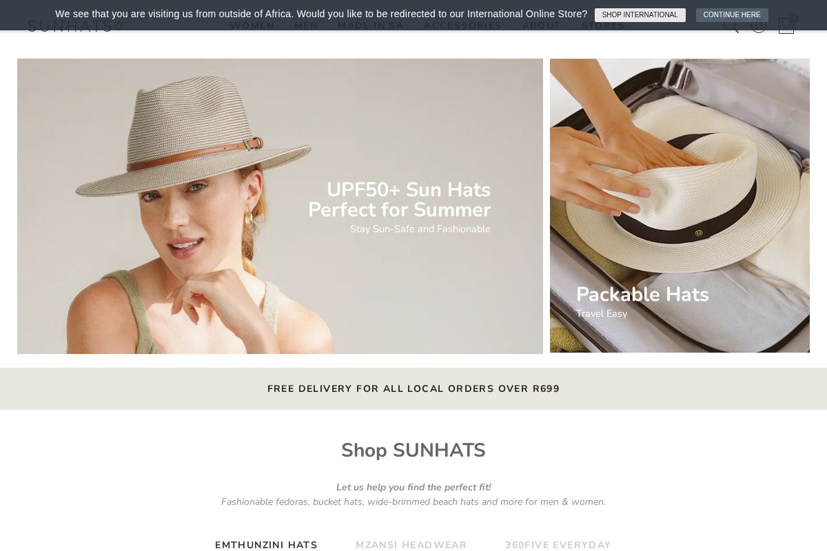 SUNHATS homepage screenshot