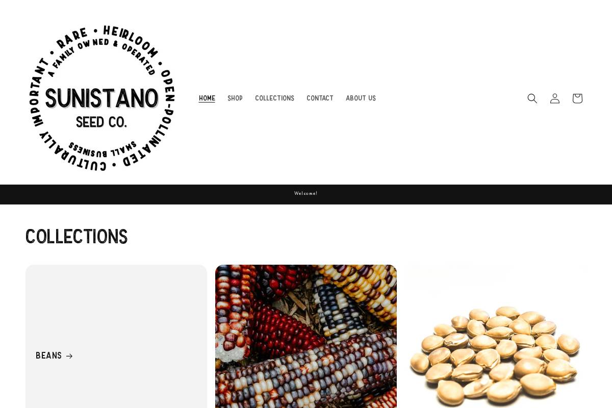 Sunistano Seed Co. homepage screenshot