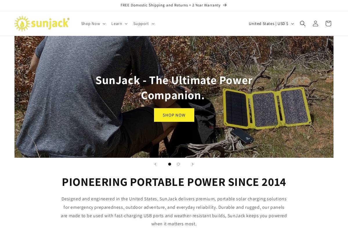 sunjack.com homepage screenshot