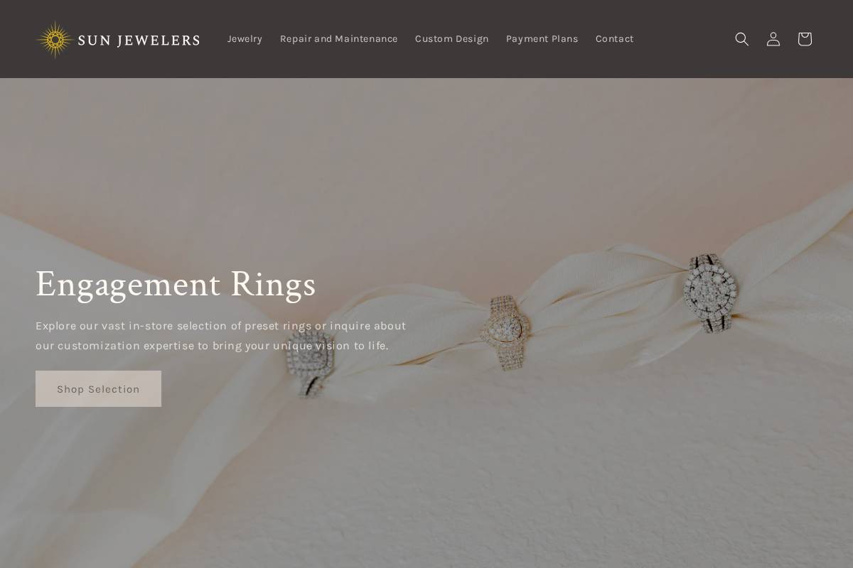 sunjewelers.net homepage screenshot