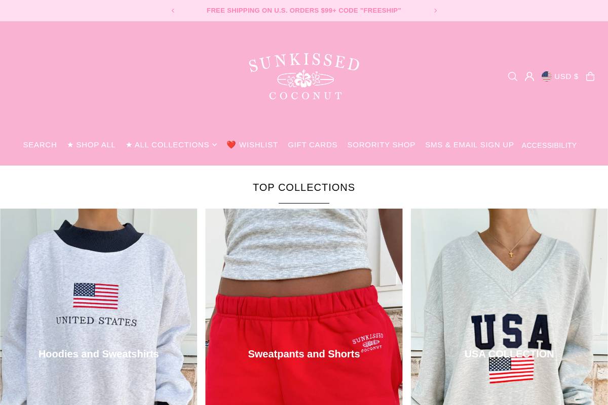 Sunkissedcoconut homepage screenshot
