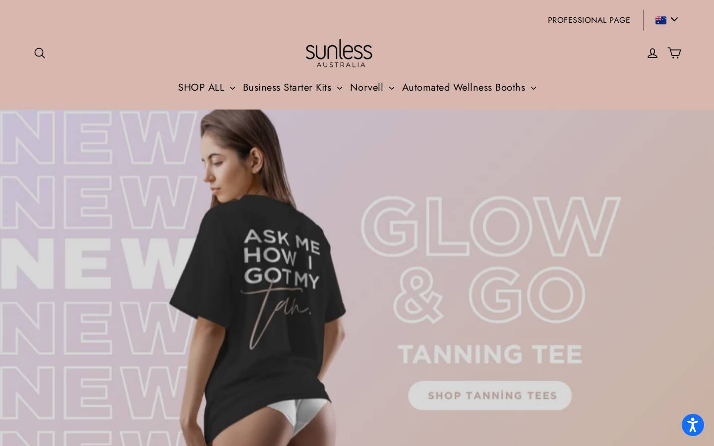 sunless.com.au homepage screenshot