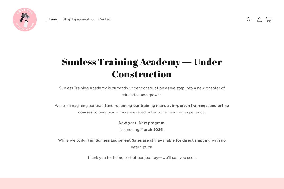 sunlesstraining.com homepage screenshot