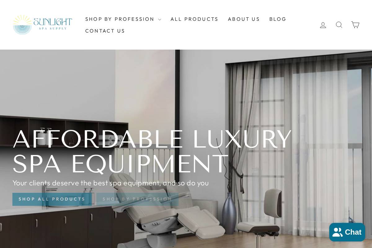 sunlightspasupply.com homepage screenshot